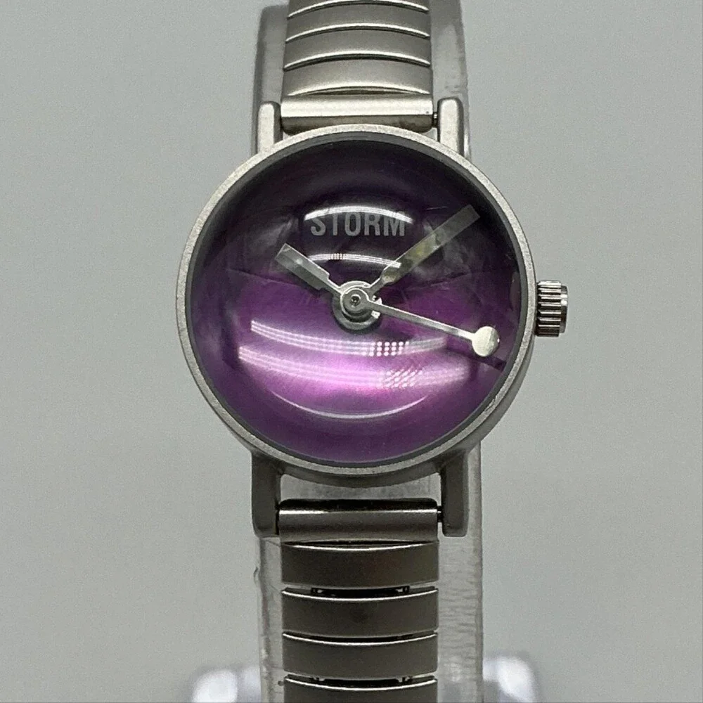 Storm Mini Bubble Womens Watch 22mm Purple Dial Expansion Bracelet New Battery